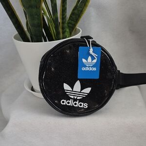 Adidas Black Glitter and White Round Waist pack/Crossbody Bag